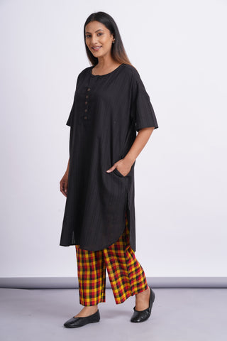 Nico Drop Shoulder Cotton Set- Black Check