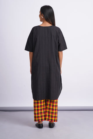 Nico Drop Shoulder Cotton Set- Black Check