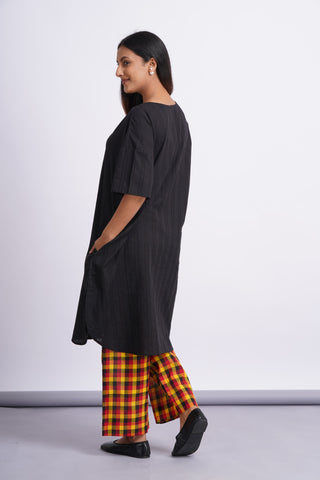 Nico Drop Shoulder Cotton Set- Black Check