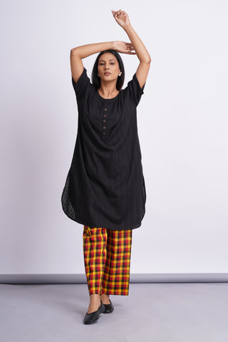 Nico Drop Shoulder Cotton Set- Black Check