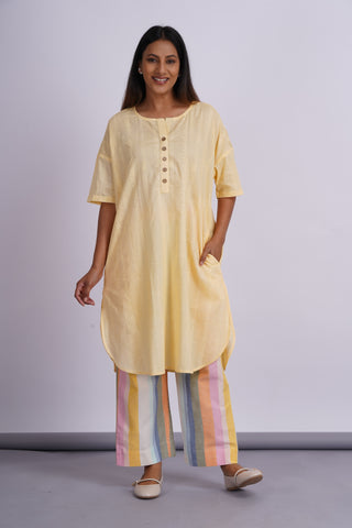 Nico Drop Shoulder Cotton Set- Lemon Rainbow