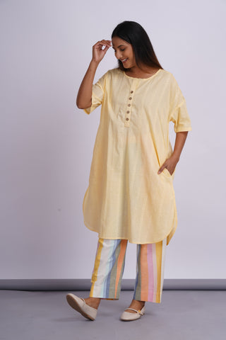 Nico Drop Shoulder Cotton Set- Lemon Rainbow