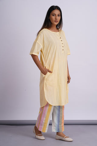 Nico Drop Shoulder Cotton Set- Lemon Rainbow