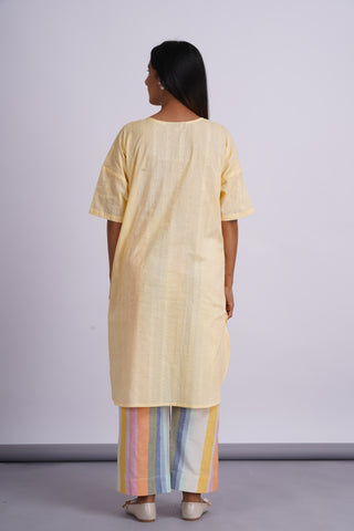 Nico Drop Shoulder Cotton Set- Lemon Rainbow