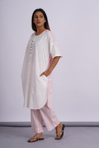 Nico Drop Shoulder Cotton Set- Vanilla Pink