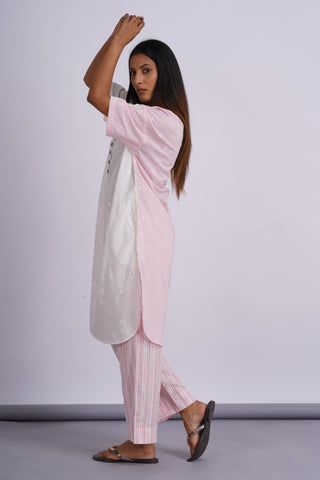 Nico Drop Shoulder Cotton Set- Vanilla Pink