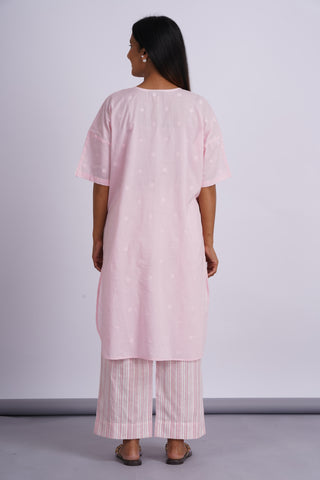 Nico Drop Shoulder Cotton Set- Vanilla Pink