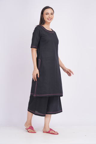 Dhara Culotte Set- Black