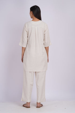 Ivory Linen Blend Solid Set