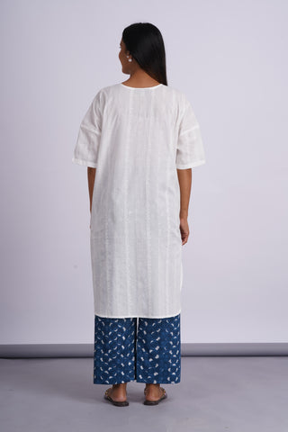 Nico Drop Shoulder Cotton Set- White Indigo