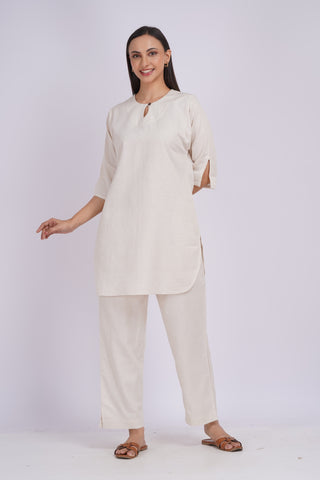 Ivory Linen Blend Solid Set