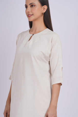 Ivory Linen Blend Solid Set