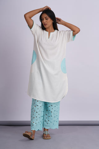 Hakoba Drop Shoulder Kurta Set- Blue