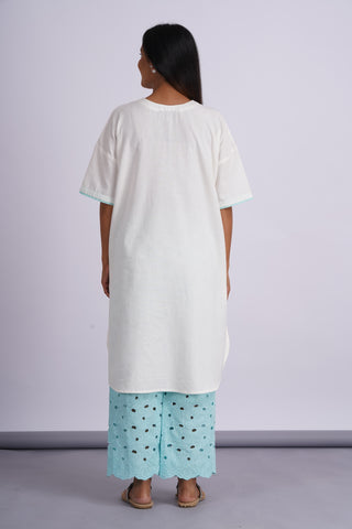 Hakoba Drop Shoulder Kurta Set- Blue