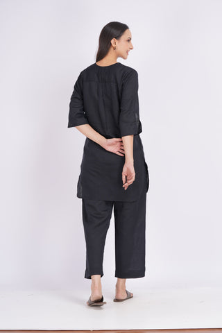 Vasudha Kurta + Dupatta Set- Black Mustard