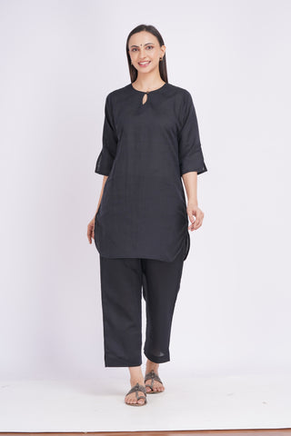 Vasudha Kurta + Dupatta Set- Black Mustard