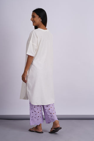 Hakoba Drop Shoulder Kurta Set- Lilac