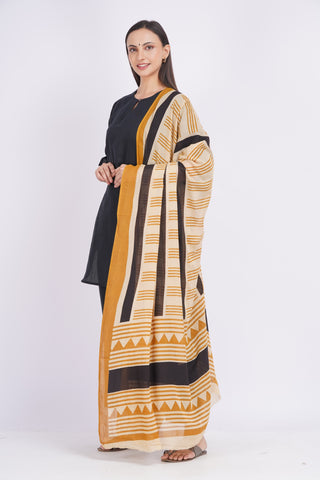 Vasudha Kurta + Dupatta Set- Black Mustard