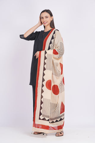 Vasudha Kurta + Dupatta Set- Black Ivory