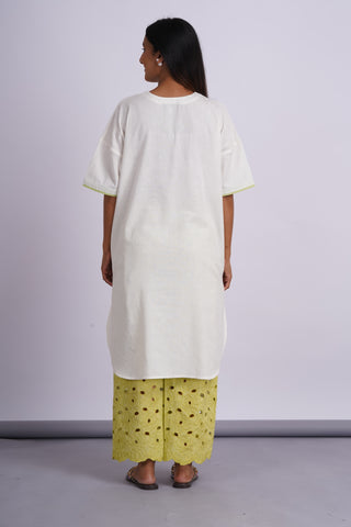 Hakoba Drop Shoulder Kurta Set- Green