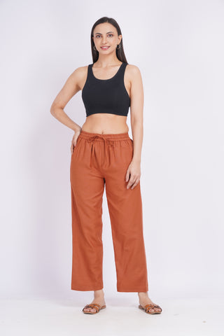Wide Leg Ankle Pants- Rust