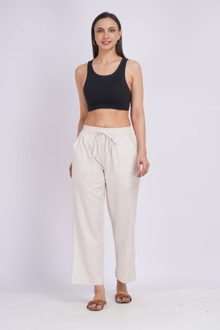 Wide Leg Ankle Pants- Ivory
