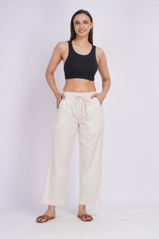 Wide Leg Ankle Pants- Ivory