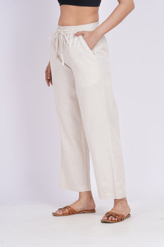 Wide Leg Ankle Pants- Ivory