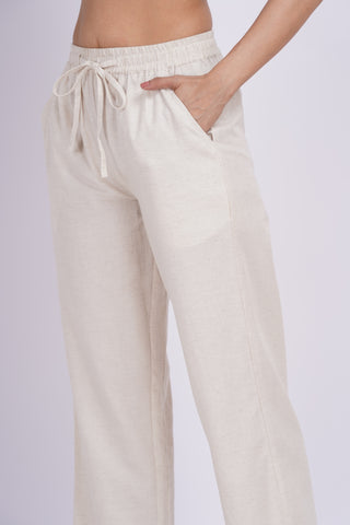 Wide Leg Ankle Pants- Ivory