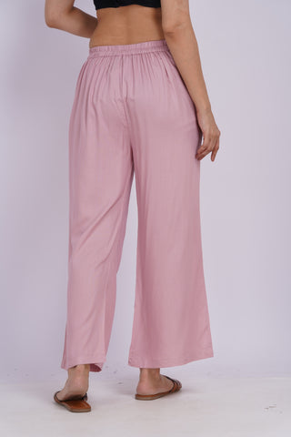 Cotton Blend Palazzo Pants- Baby Pink