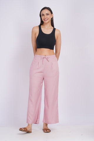 Cotton Blend Palazzo Pants- Baby Pink