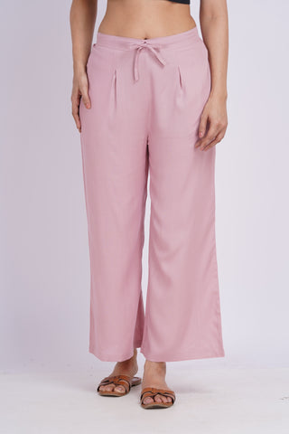Cotton Blend Palazzo Pants- Baby Pink