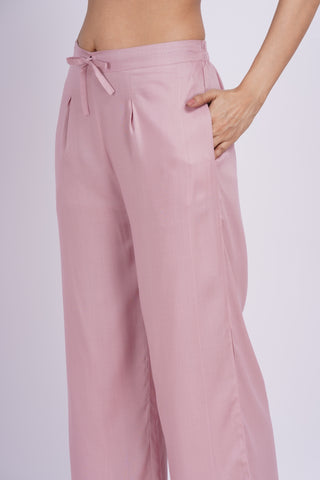 Cotton Blend Palazzo Pants- Baby Pink