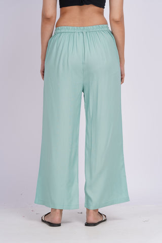 Cotton Blend Palazzo Pants- Sage Green