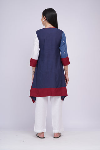 Amrita Patch Kurta Set- Indigo