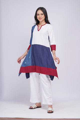 Amrita Patch Kurta Set- Indigo
