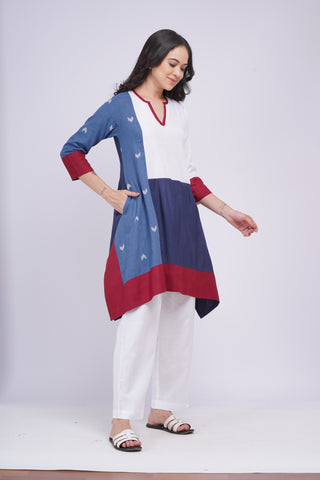 Amrita Patch Kurta Set- Indigo