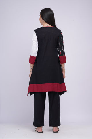 Amrita Patch Kurta Set- Black