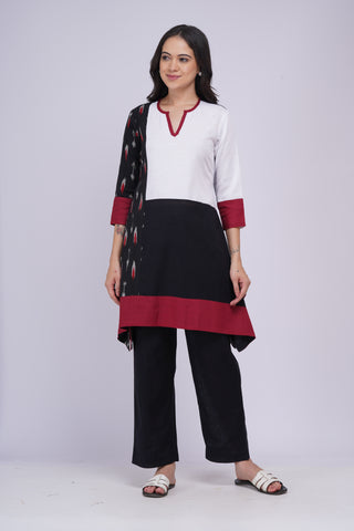 Amrita Patch Kurta Set- Black