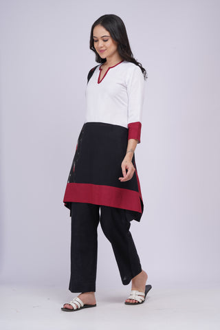 Amrita Patch Kurta Set- Black