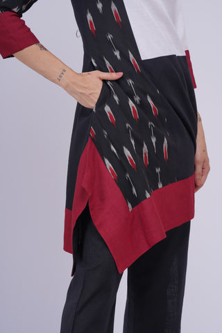 Amrita Patch Kurta Set- Black