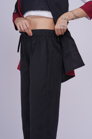 Amrita Patch Kurta Set- Black