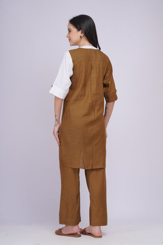 Kalyani Linen Set- Cream Khaki