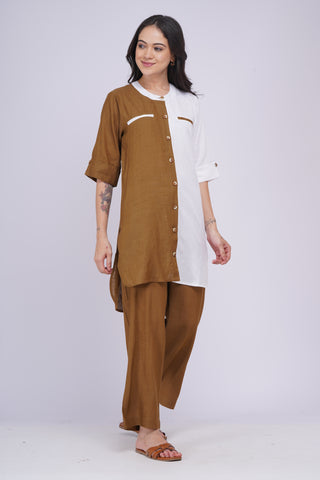 Kalyani Linen Set- Cream Khaki