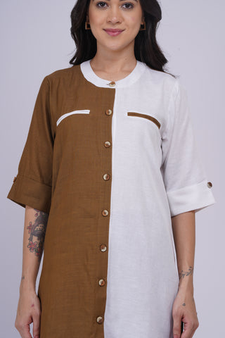 Kalyani Linen Set- Cream Khaki