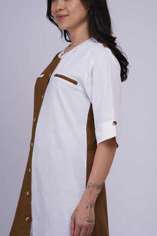 Kalyani Linen Set- Cream Khaki