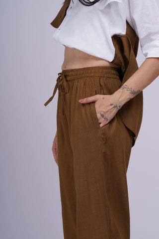 Kalyani Linen Set- Cream Khaki