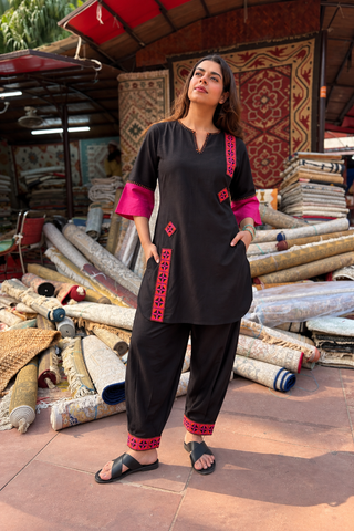 Cross Stitch Long Set- Black