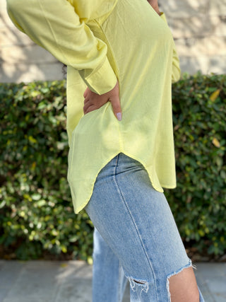 Rozana Linen Shirt- Butter cream/ Lemon