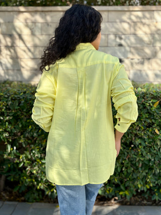 Rozana Linen Shirt- Butter cream/ Lemon